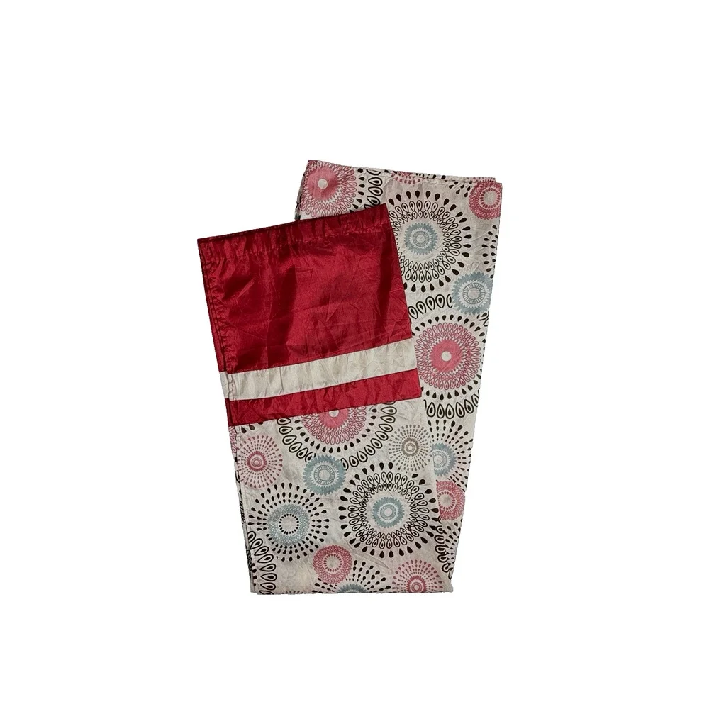 Beautiful Suzanni Pattern Shower Curtain Faux Silk With Velvet Red Cream Brown
